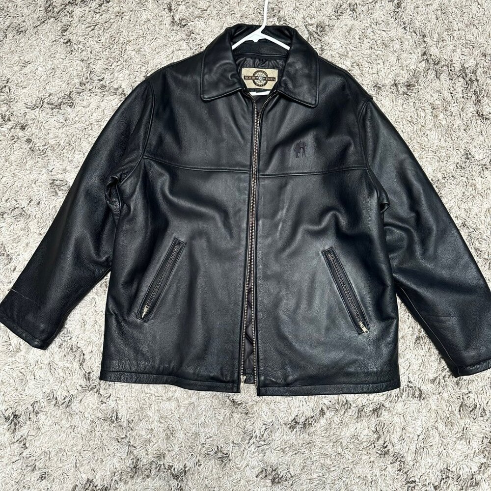 Men's Large Black Leather Jacket with special Photographer